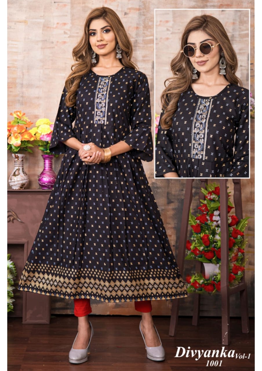 Divyanka 1 Ethnic Wear Wholesale Anarkali Kurtis Catalog
